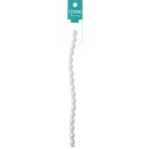 8mm Glass Pearl & Squashed Facet Strung Beads